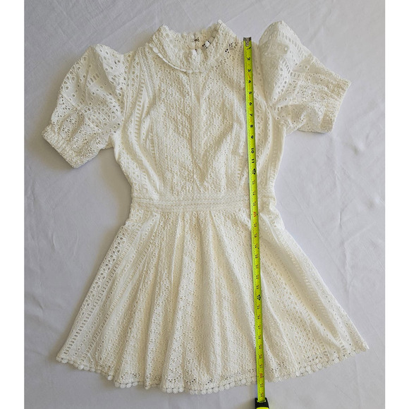 MINT *Lady Ribbon* Women's White Fit and Flare Eyelet Mini Dress S - Picture 8 of 10